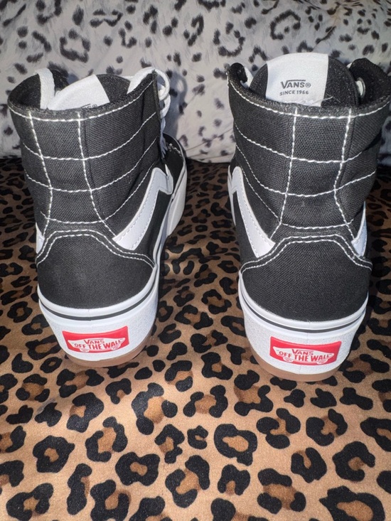 Vans Black and White High-Top Skate Sneakers - Picture 6 of 7